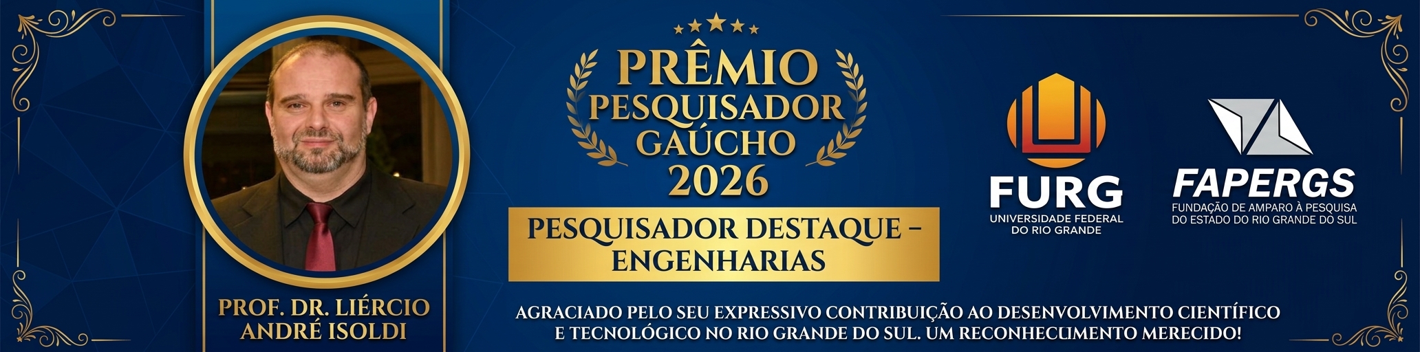 Prêmio Pesquisador Gaúcho 2026 - Professor Liércio Andre Isoldi